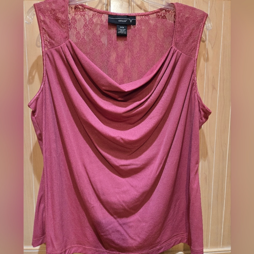 Venezia Lace Draped Neck Top 14/16 NWOT